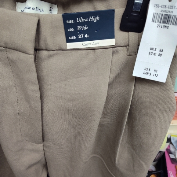 NWT ABERCROMBIE & FITCH Tailored Ultra High Rise Wide Leg Pant, Curve Love 27 4L - Picture 3 of 3